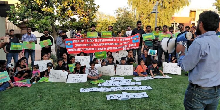 Tamilians in Arizona protesting for Cauvery Water